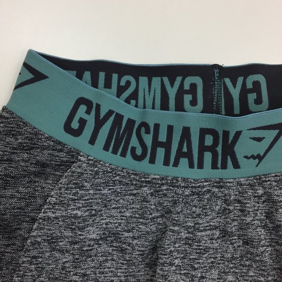 GYMSHARK Gray Charcoal Mint Green Logo Waist Butt Enhance Moisture Wick Leggings - Picture 4 of 9